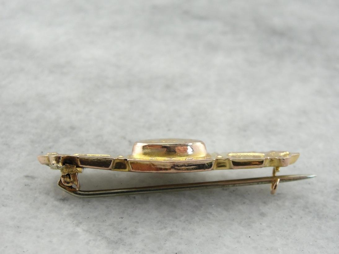 Floral Motif Center Antique Victorian Bar Pin Brooch