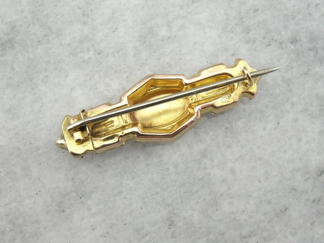 Floral Motif Center Antique Victorian Bar Pin Brooch