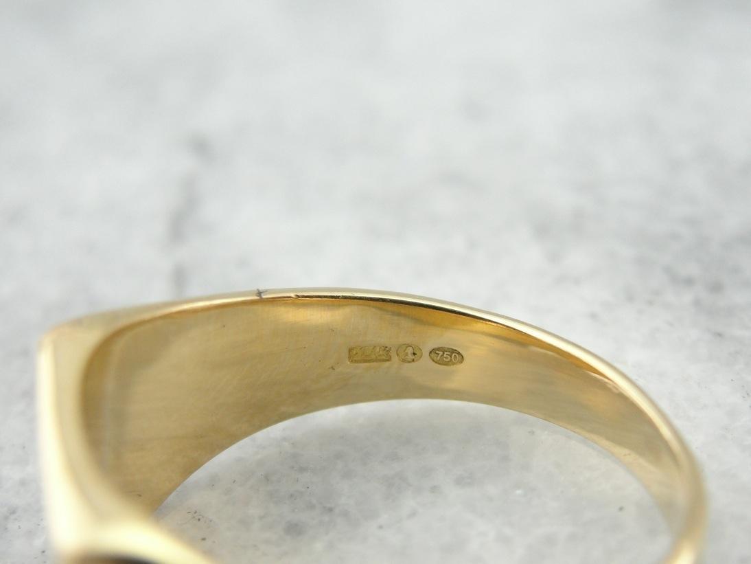 Monogramed "RN" Floral Etched Signet Ring