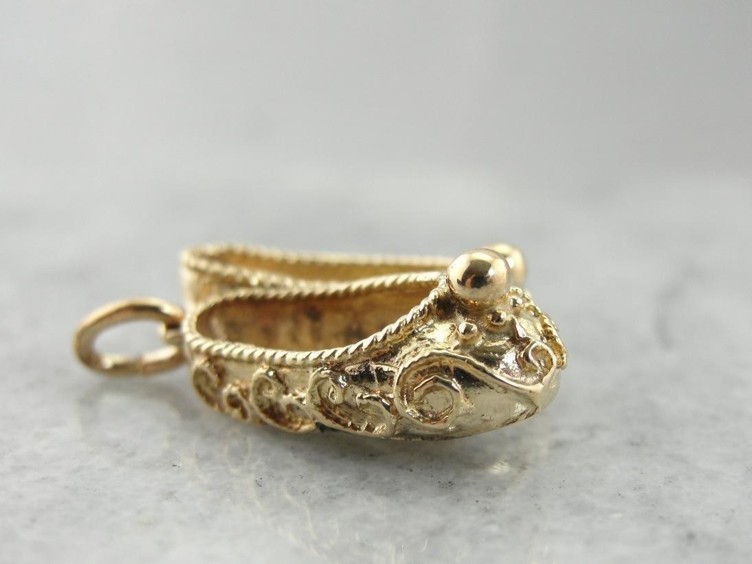 Ornate Gold Slippers Charm or Pendant