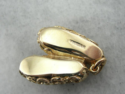 Ornate Gold Slippers Charm or Pendant
