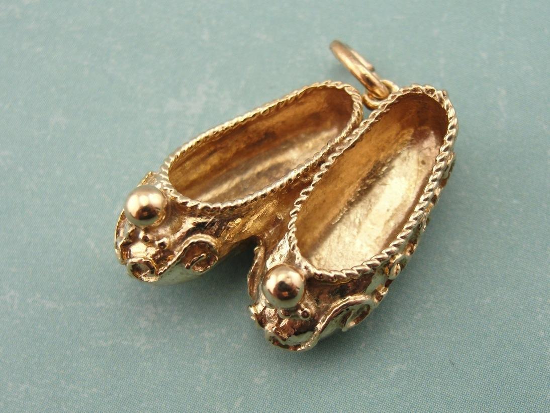 Ornate Gold Slippers Charm or Pendant