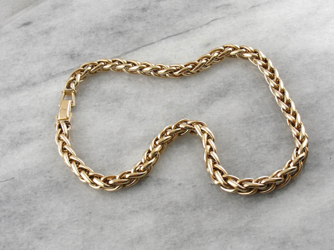 Substantial Polished Gold Wheat Chain