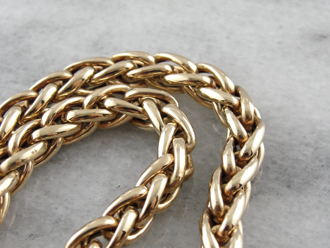 Substantial Polished Gold Wheat Chain
