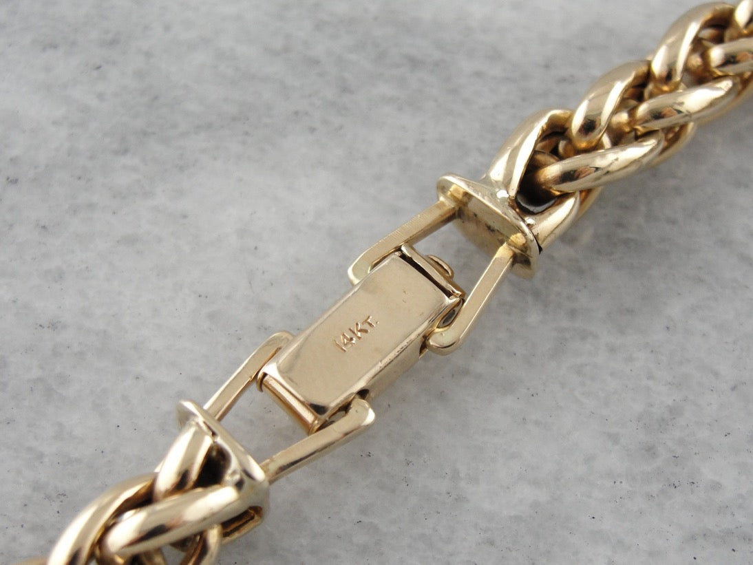 Substantial Polished Gold Wheat Chain