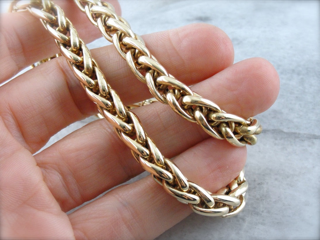 Substantial Polished Gold Wheat Chain