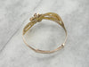Textured Floral Gold Bangle Bracelet with Diamond Cluster