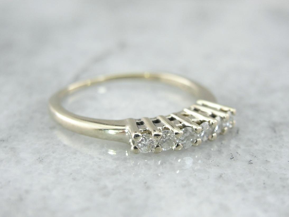 Classic Six Diamond Wedding Band in White Gold