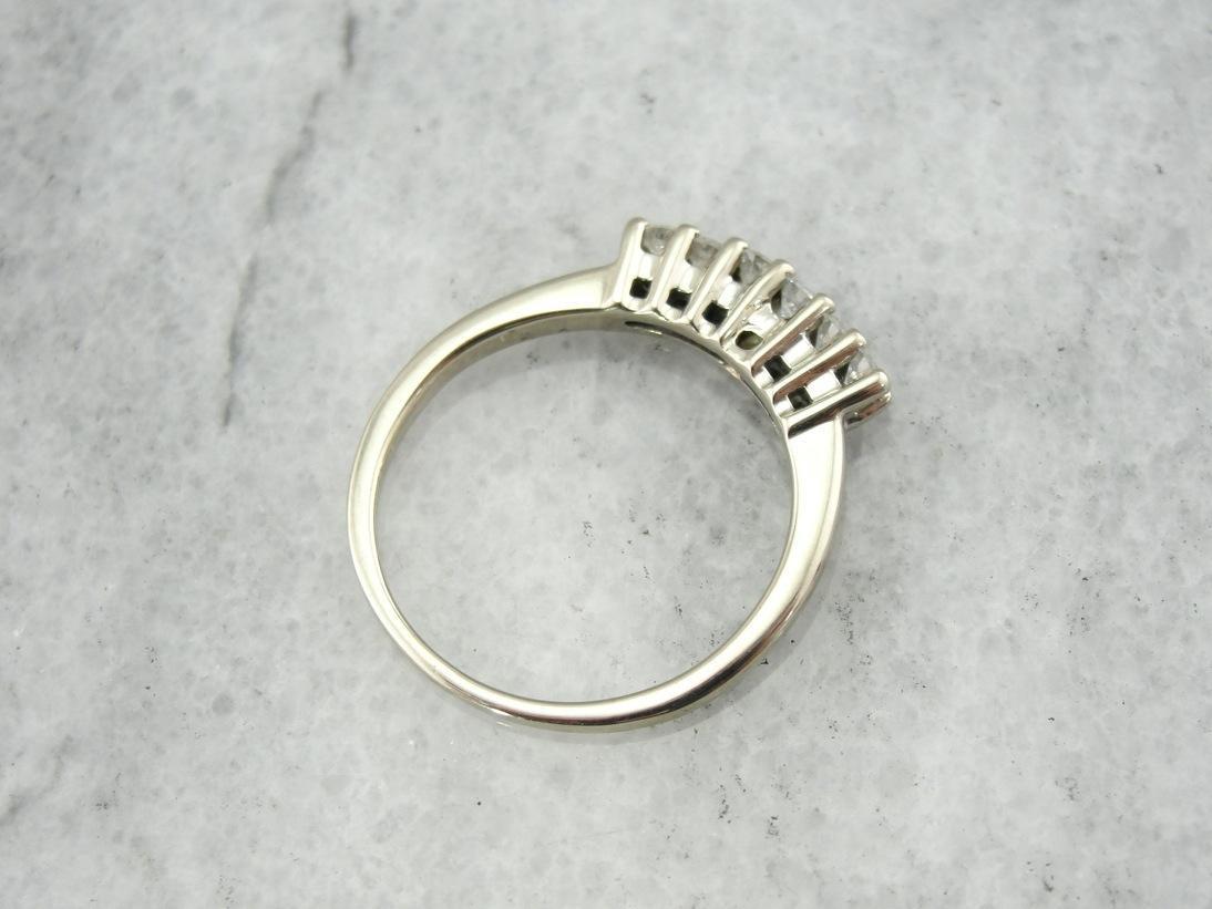 Classic Six Diamond Wedding Band in White Gold