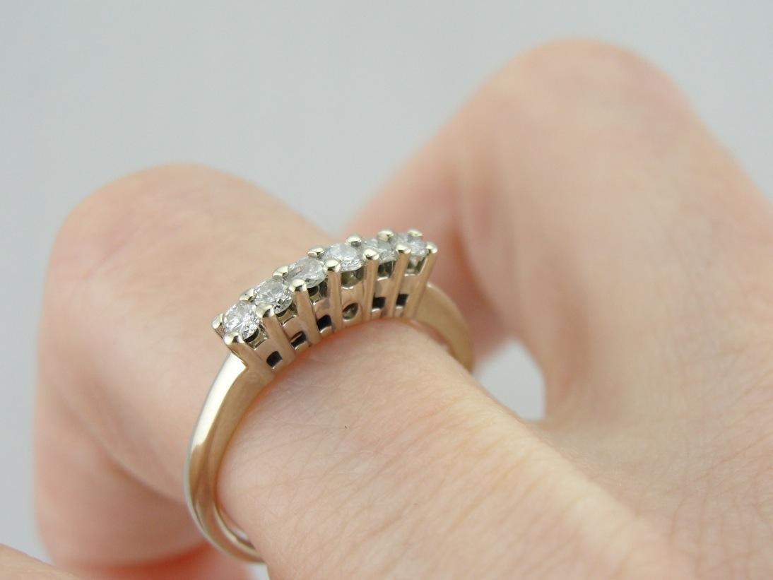 Classic Six Diamond Wedding Band in White Gold