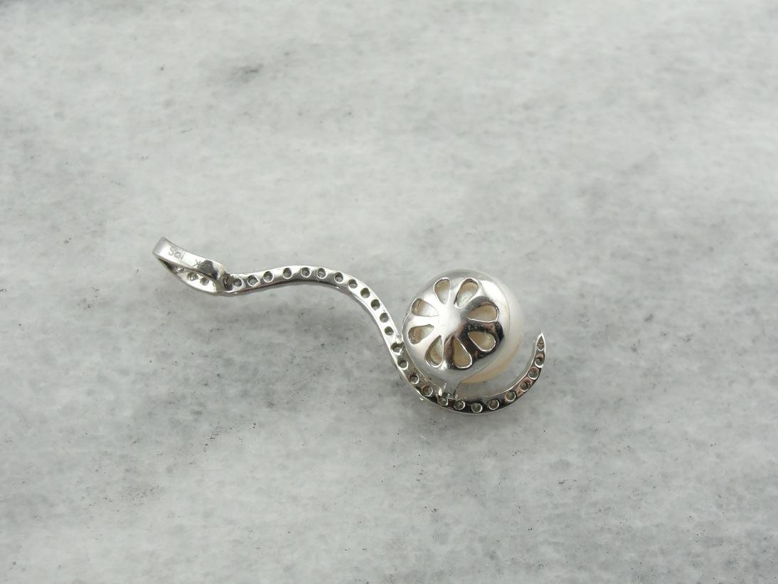 Beyond Compare: Gorgeous Fine Pearl and Diamond  Drop  Pendant