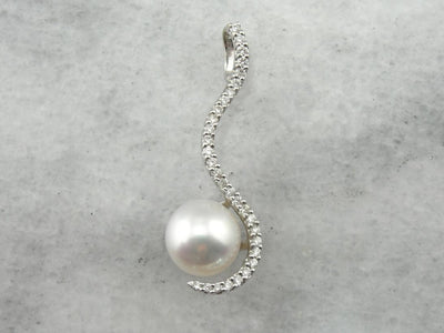 Beyond Compare: Gorgeous Fine Pearl and Diamond  Drop  Pendant