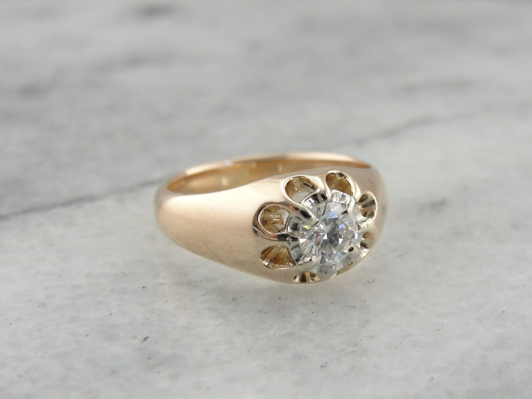 Belcher Set Diamond Solitaire Engagement Ring