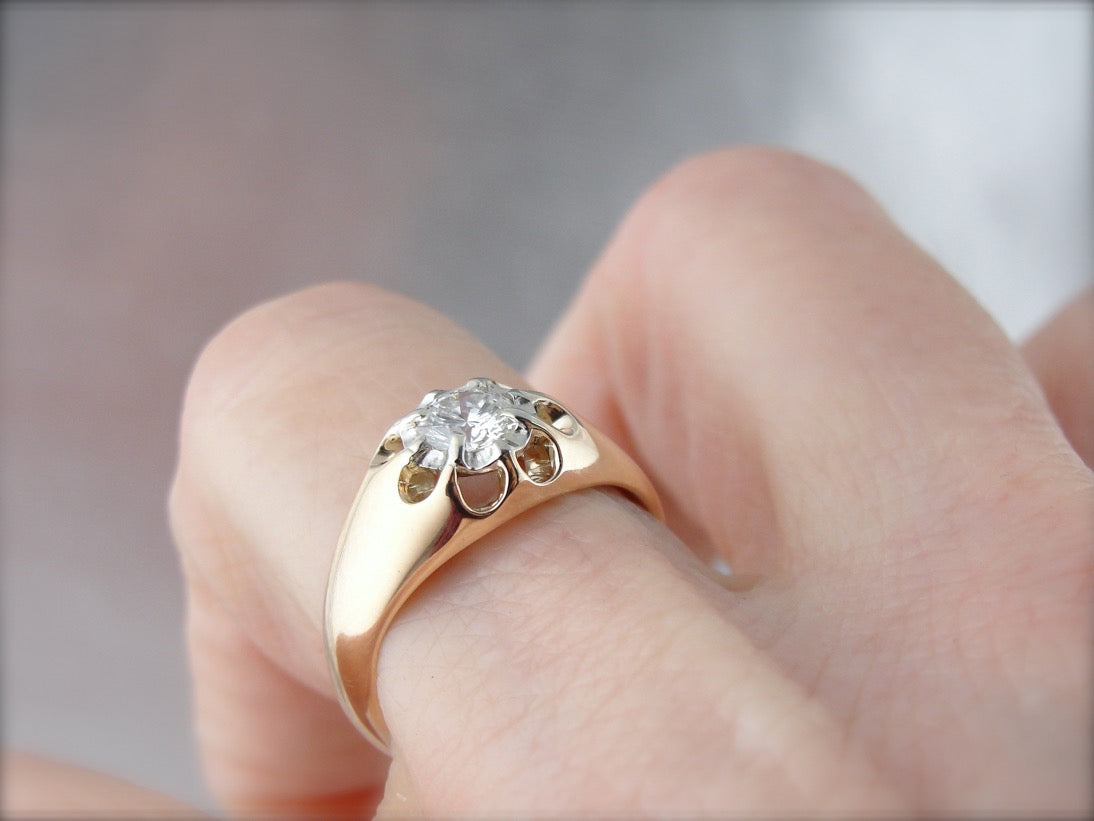 Belcher Set Diamond Solitaire Engagement Ring