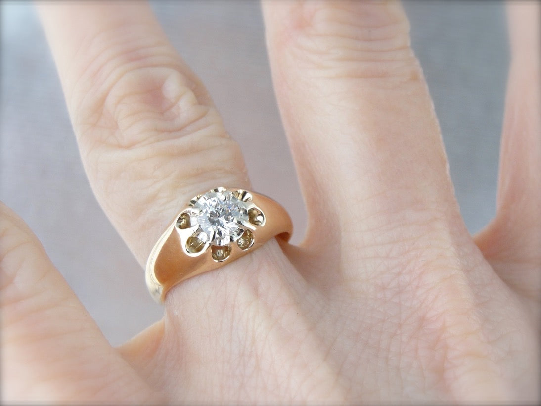 Belcher Set Diamond Solitaire Engagement Ring