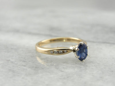 French Blue: Stunning Sapphire and Diamond Ring for Engagement Wear