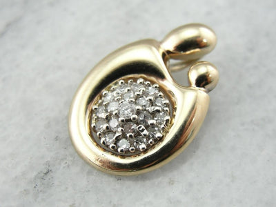 Mother and Child Diamond Gold Pendant