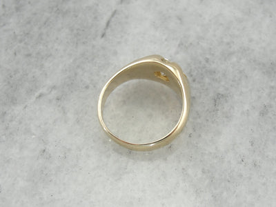 Pretty Belcher Set Diamond Solitaire, Mens or Ladies Vintage Ring