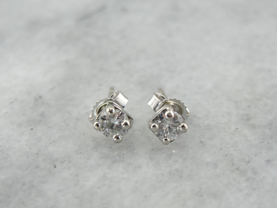 Timeless Diamond Stud Earrings in White Gold