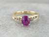 Pink Sapphire Engagement Ring with Diamond Accented Shoulders