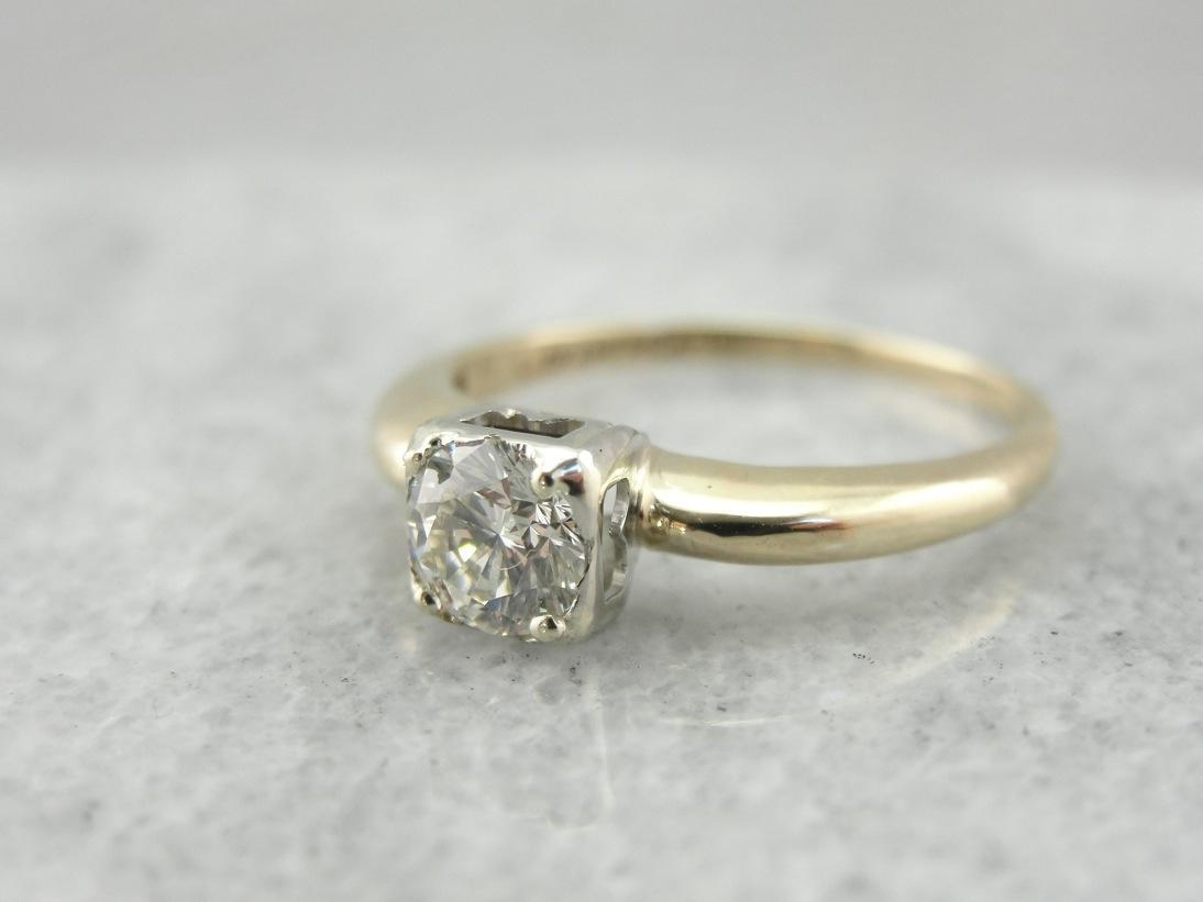 Lady America, A Vintage Solitaire Engagement Ring with Bright Diamond