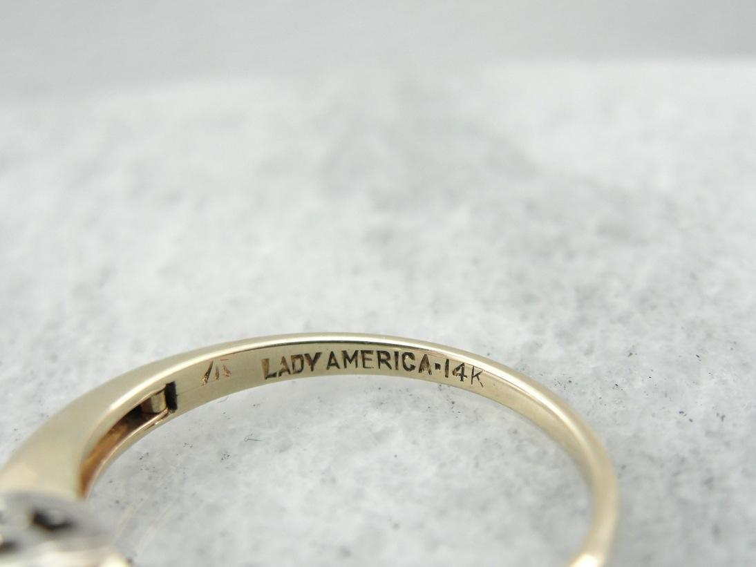 Lady America, A Vintage Solitaire Engagement Ring with Bright Diamond