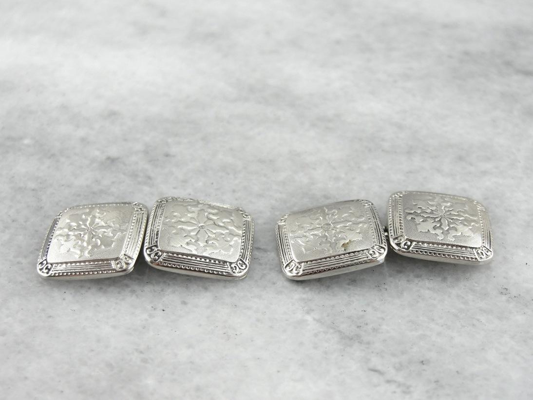 Aristocrat Cufflinks, Vintage White Gold