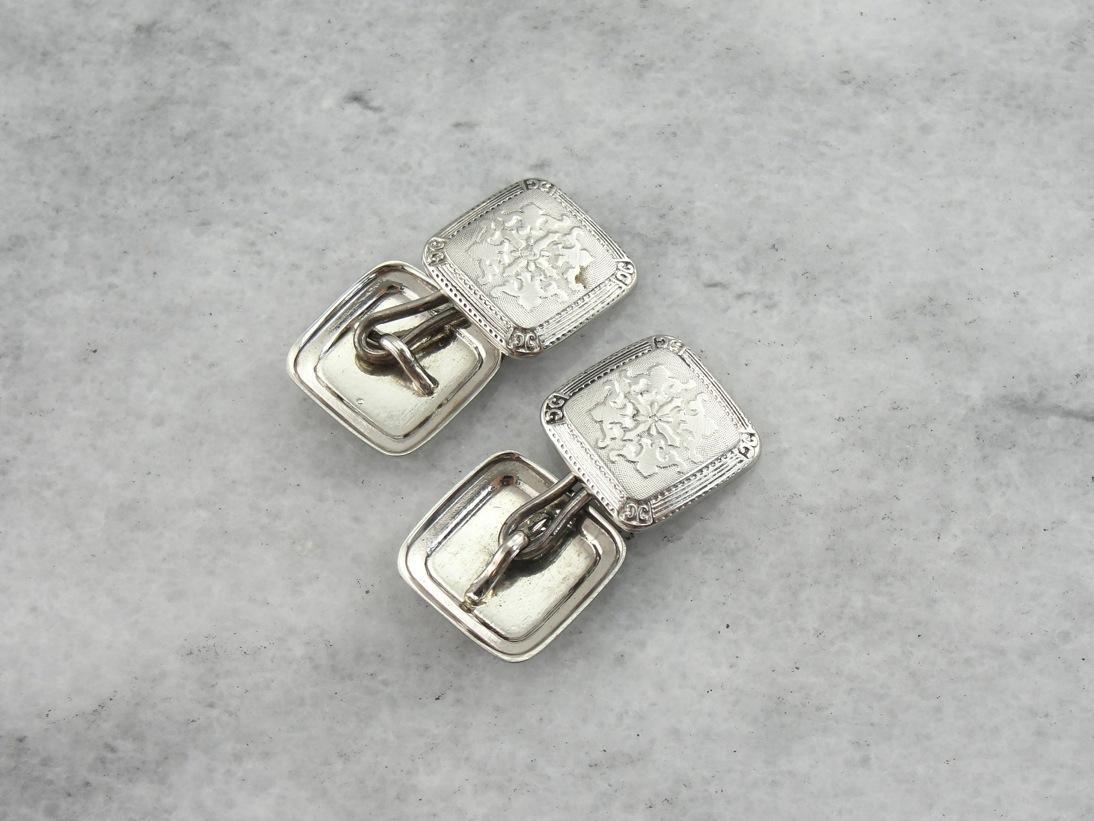 Aristocrat Cufflinks, Vintage White Gold