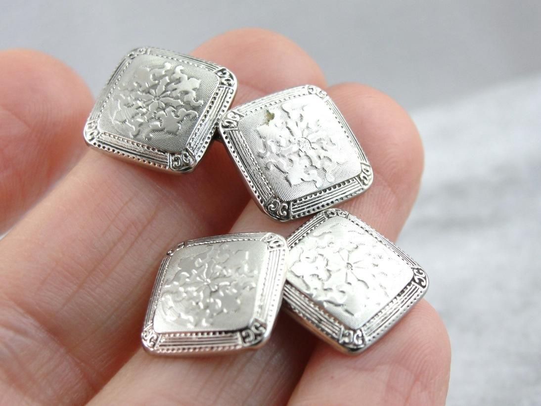 Aristocrat Cufflinks, Vintage White Gold