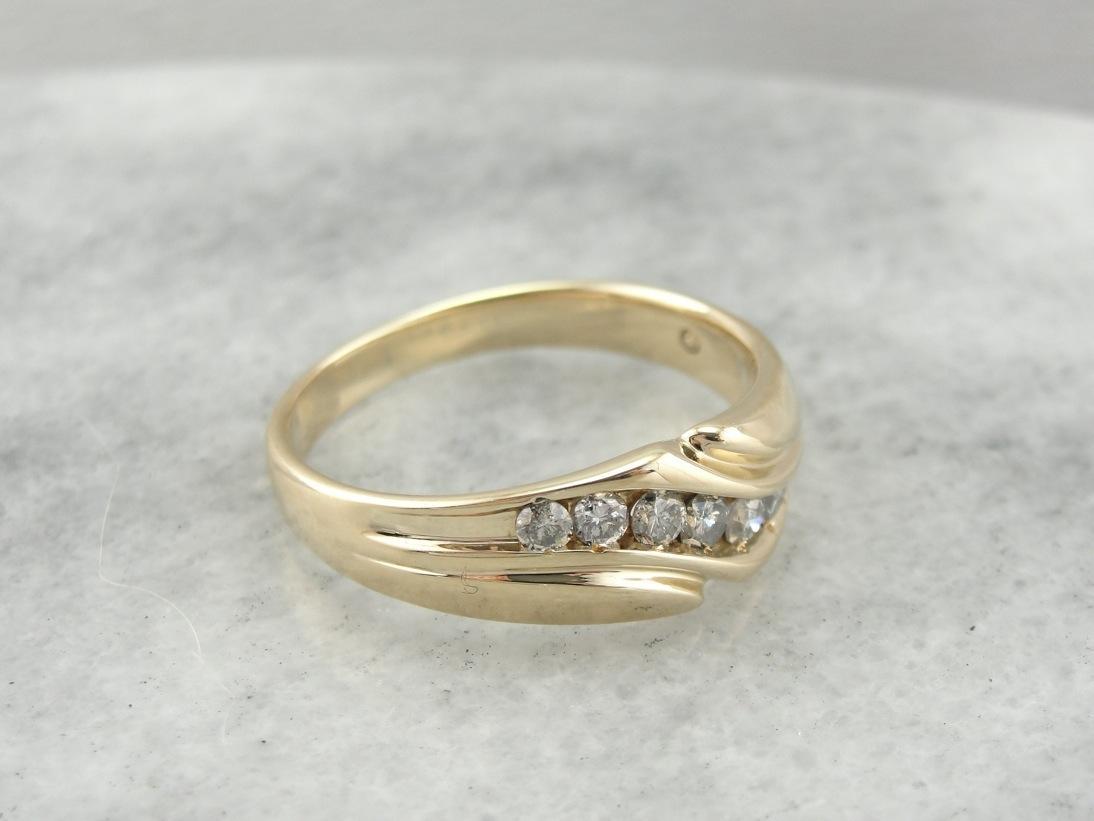 Polished Men's Diamond Wedding Band