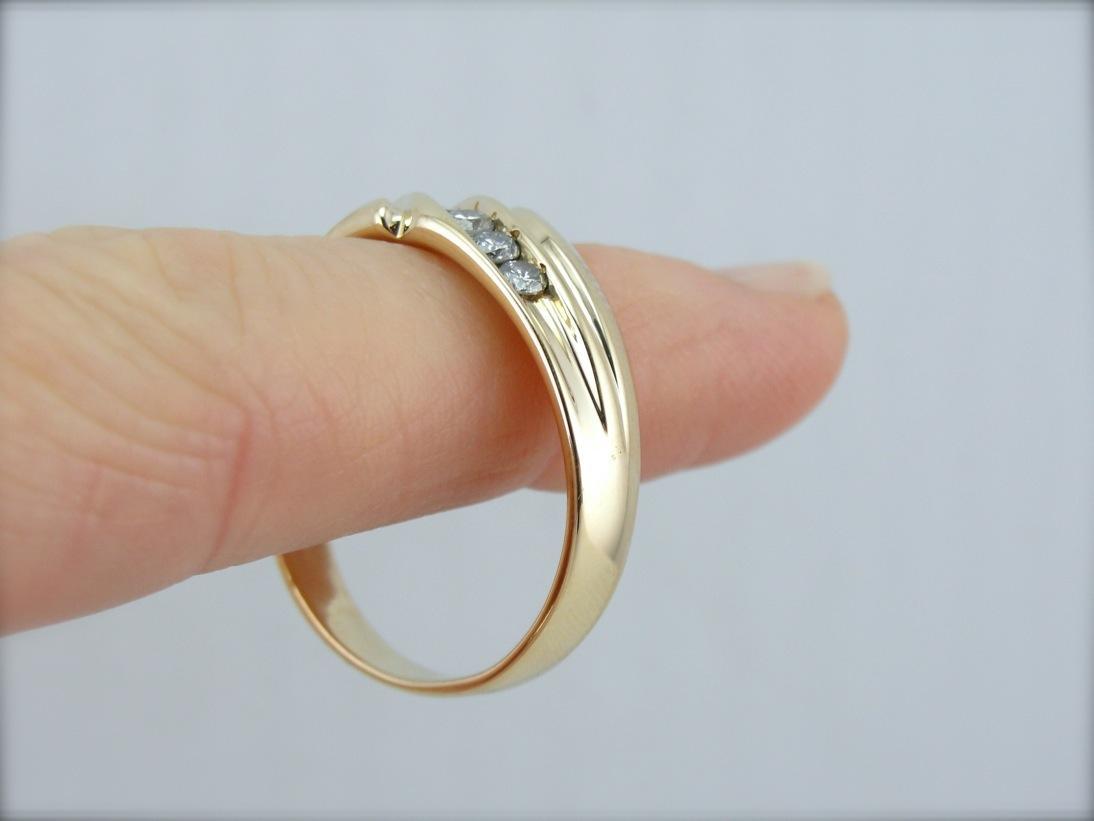 Polished Men's Diamond Wedding Band