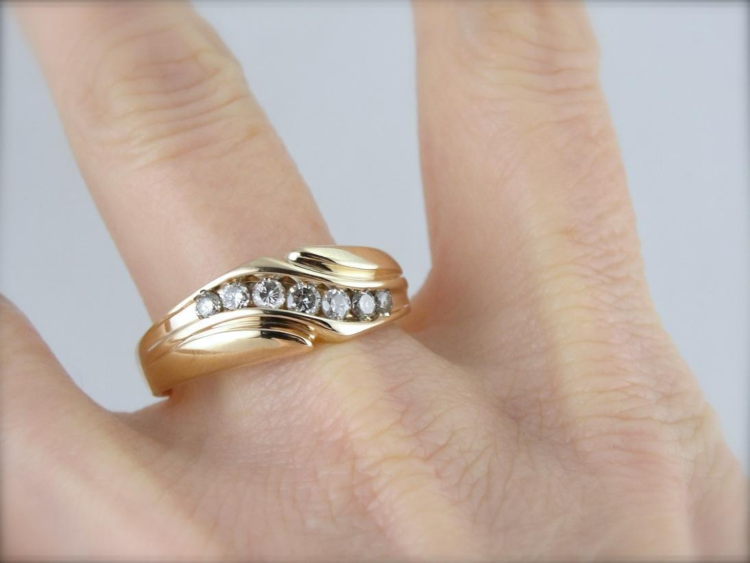 Polished Men's Diamond Wedding Band