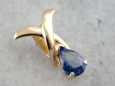 Omega Slide: Modernist Pear Cut Sapphire Pendant