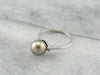 Neutral Elegance: Dove Grey Pearl Ring with Diamond Accents