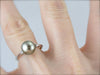 Neutral Elegance: Dove Grey Pearl Ring with Diamond Accents