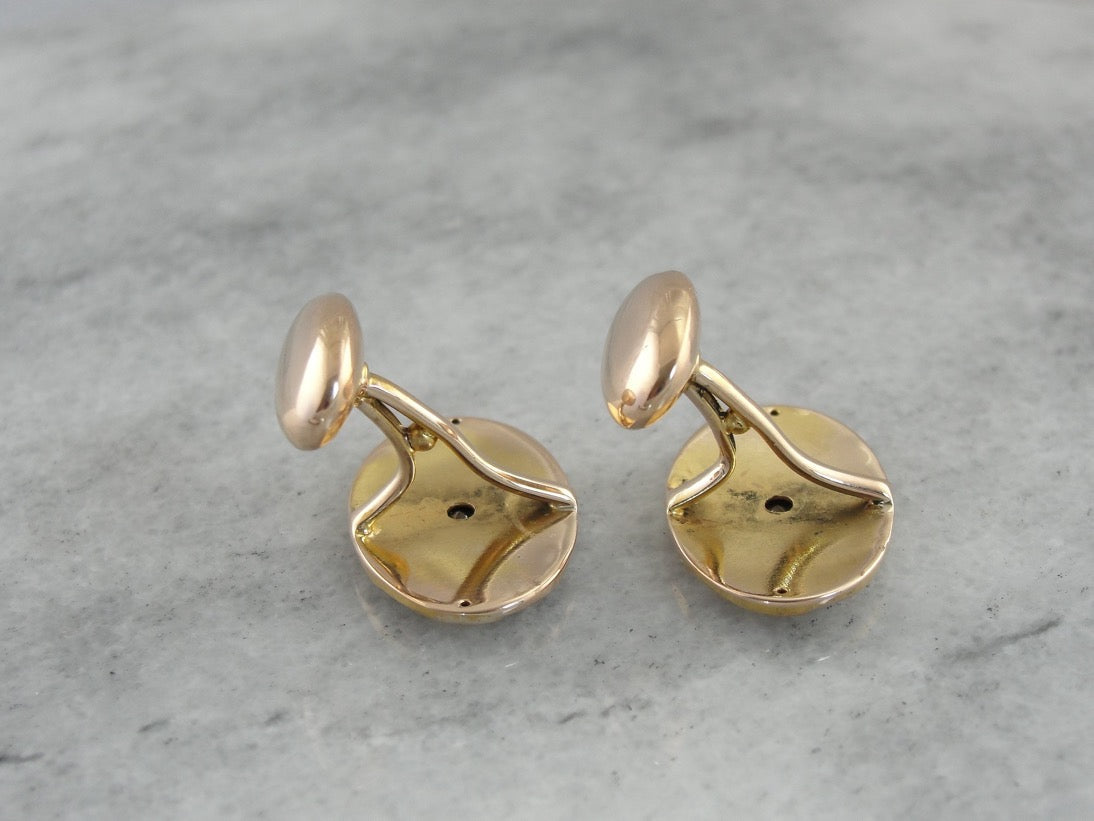 Dapper Victorian Era Diamond Cufflinks, Curling and Curving Motif