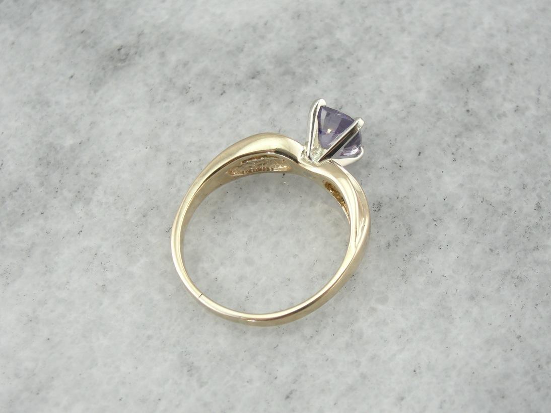 Periwinkle Purple Sapphire and Diamond Engagement Ring