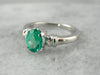 Gorgeous! Bright Green Emerald and Platinum Solitaire Ring for Any Occasion