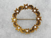 Antique Floral Wreath Pin with Seed Pearls in Yellow Gold