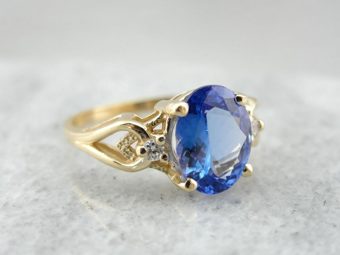 Tanzanite and Diamond Anniversary Ring