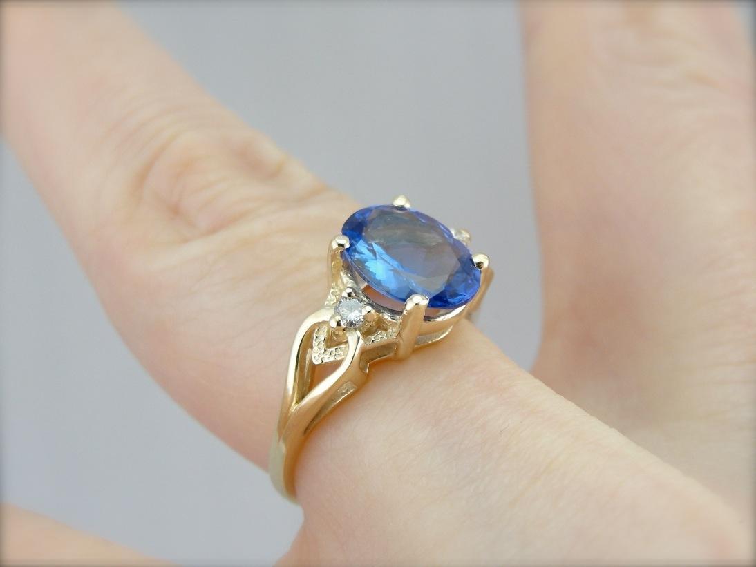 Tanzanite and Diamond Anniversary Ring