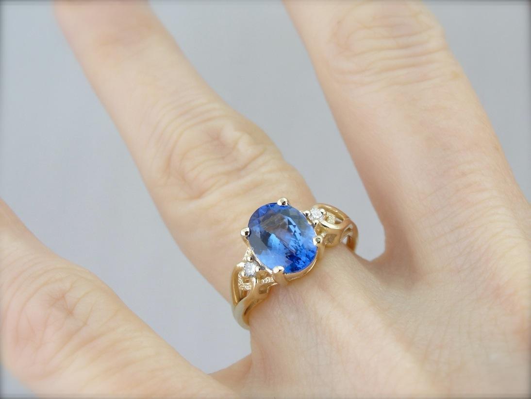 Tanzanite and Diamond Anniversary Ring