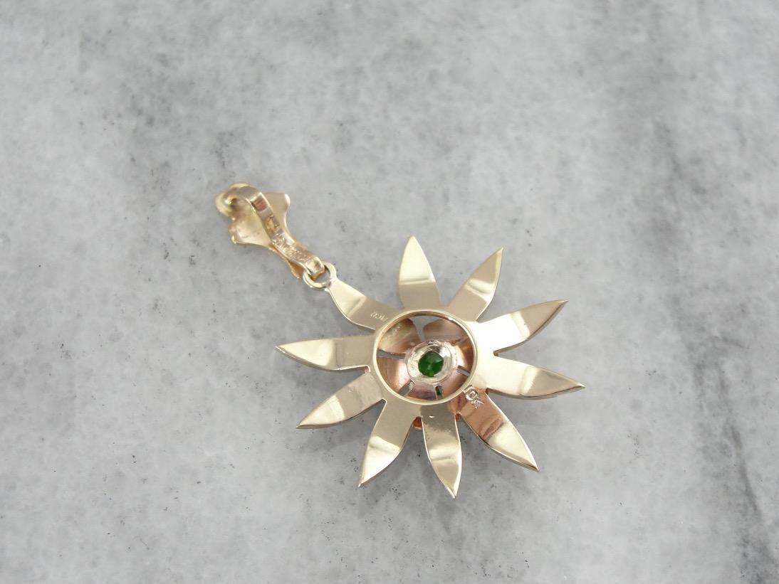 Floral Demantoid Garnet Gold Pendant