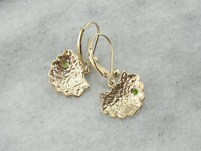 Sea Scallops and Demantoid Green Garnet Earrings