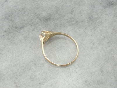 Antique Diamond Solitaire Engagement Ring, Beautiful Old Mine Cut Diamond