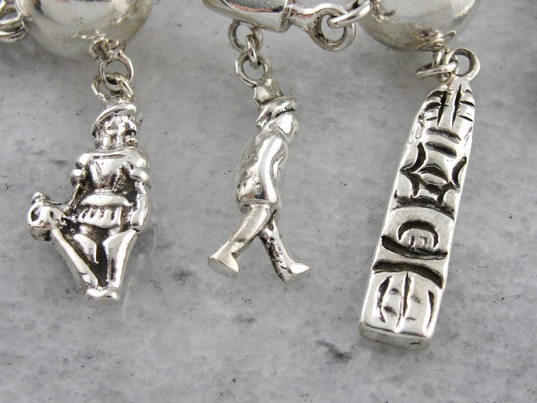 Mexico City Sterling Silver Charm Bracelet, Vintage Sterling Silver Charm Bracelet, Keepsake Bracelet