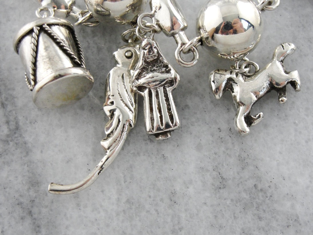 Mexico City Sterling Silver Charm Bracelet, Vintage Sterling Silver Charm Bracelet, Keepsake Bracelet