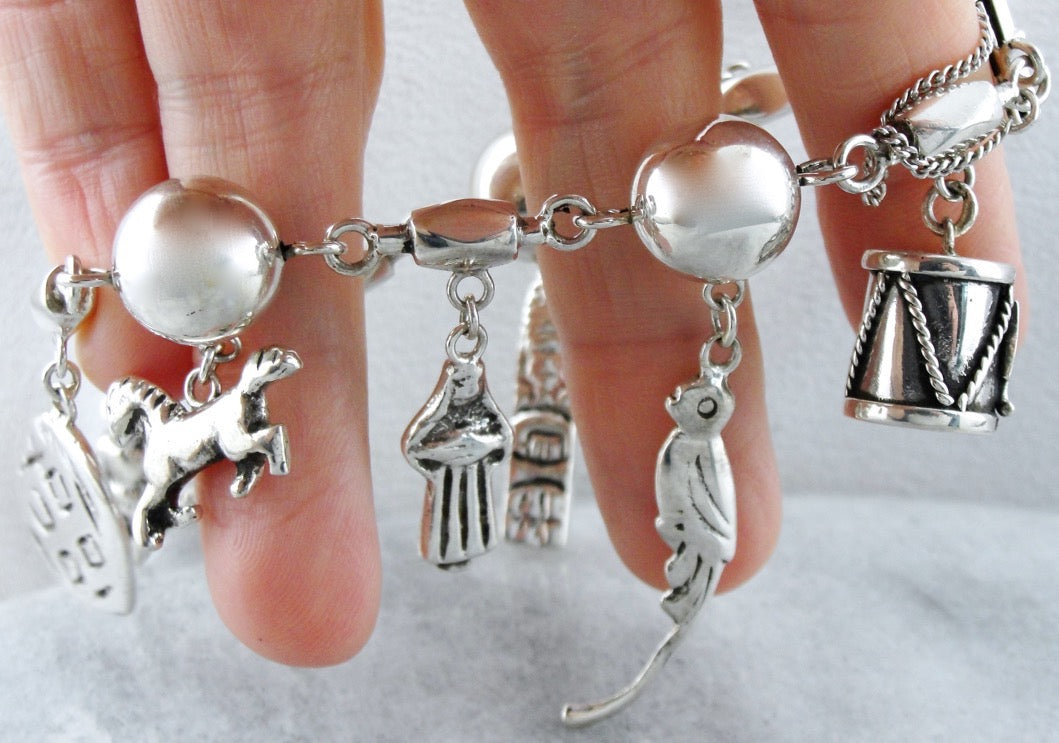 Mexico City Sterling Silver Charm Bracelet, Vintage Sterling Silver Charm Bracelet, Keepsake Bracelet