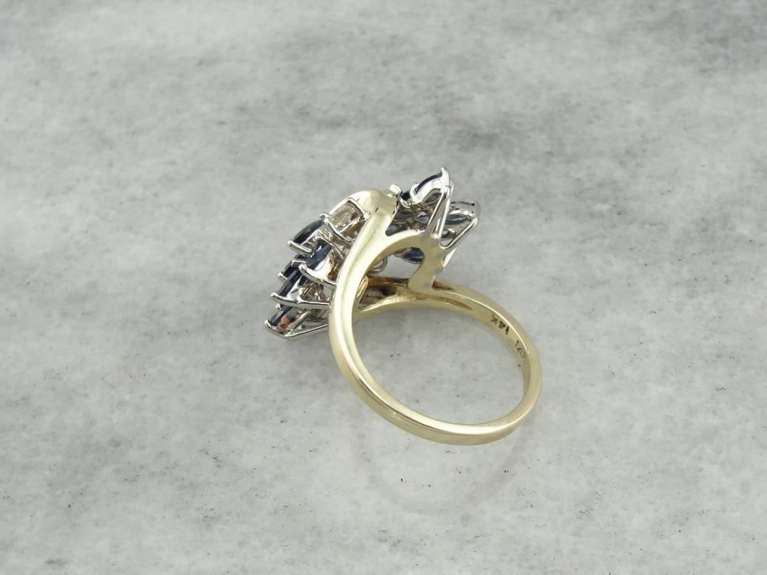 Marquise Sapphire and Diamond Cocktail Ring