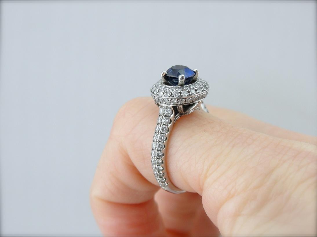Contemporary Sapphire and Diamond Engagement Ring